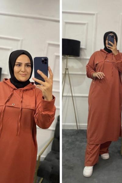 Bade Tesettür Eşofman Takımı Turuncu