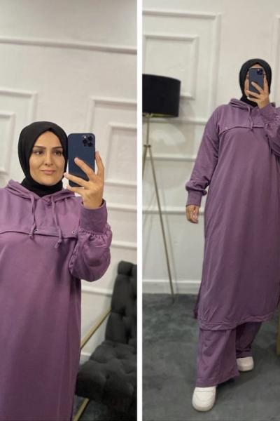 Bade Tesettür Eşofman Takımı Lila