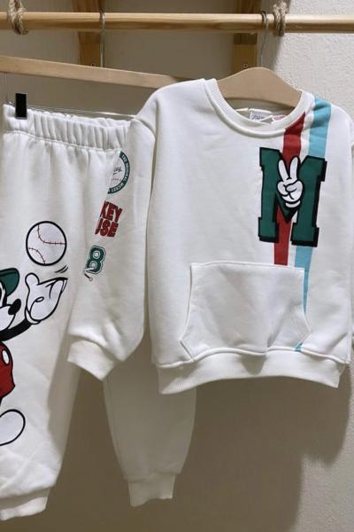 Flok Baskılı Takım Beyaz